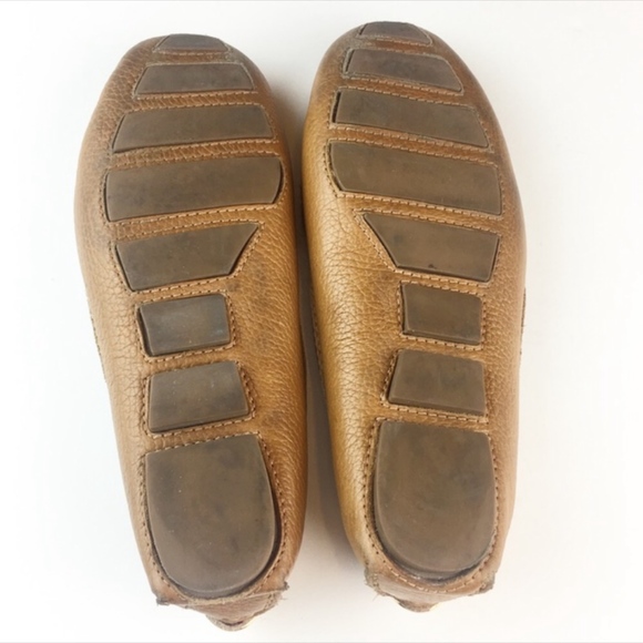 TORY BURCH Tan Leather Lawrence Tassel & Logo Loafers Driver Moccasin Flats 5 - Picture 6 of 7